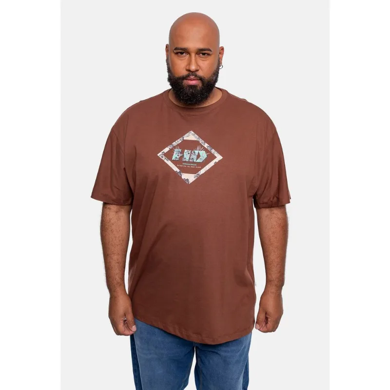 Camiseta HD Estampada Plus Size Marrom - Plus P