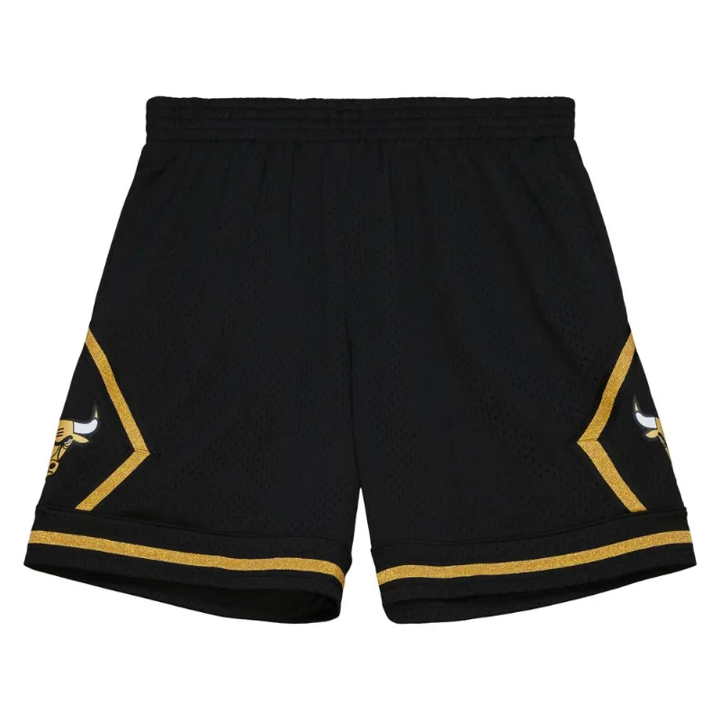 Shorts Mitchell & Ness Swingman Black Gold Chicago Bulls Preta - M
