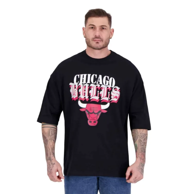 Camiseta Nba Masculina Chicago Bulls Metal Team Oversize