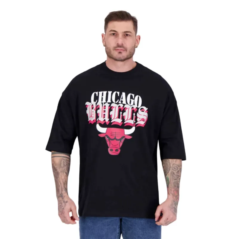Camiseta Nba Masculina Chicago Bulls Metal Team Oversize