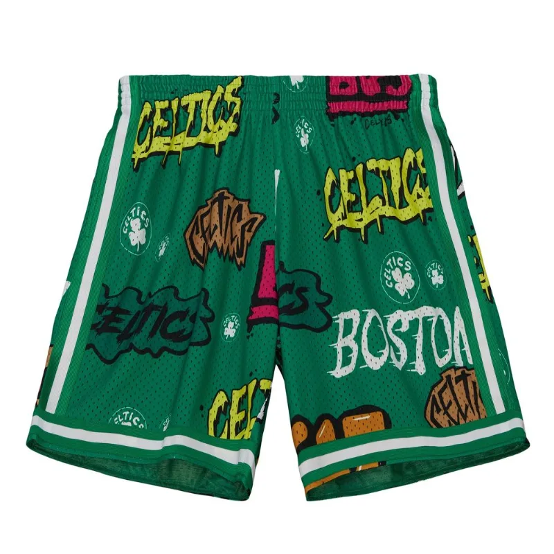 Shorts Mitchell & Ness Swingman Slap Sticker Boston Celticcs Verde Regata Mitchell & Ness Swingman Shorts Slap Sticker Boston Celticcs Verde - GG