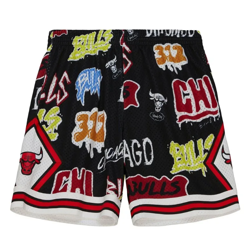 Shorts Mitchell & Ness Slap Sticker Swingman Chicago Bulls 1997-98 Preta - Plus P