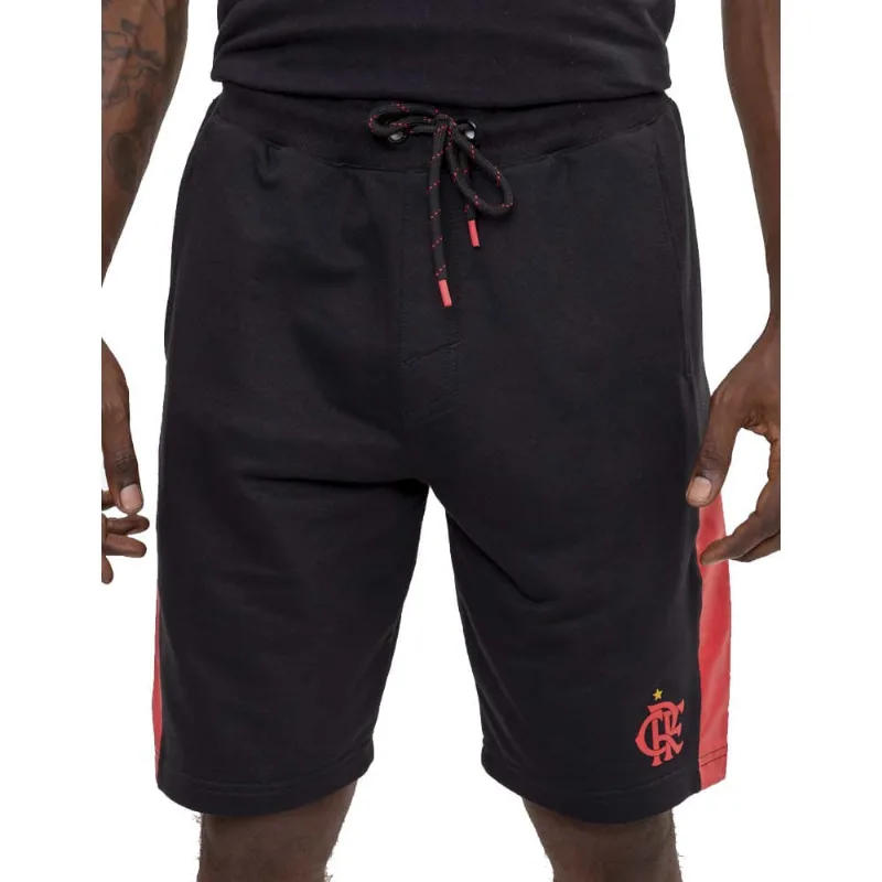 Bermuda Flamengo Moletom CRF 81 Preta/Vermelha 128293 Preto G