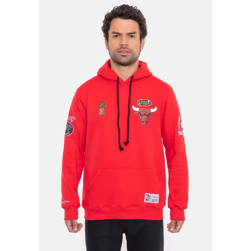 Moletom Mitchell & Ness Canguru Fechado City Patches Vermelho - GG