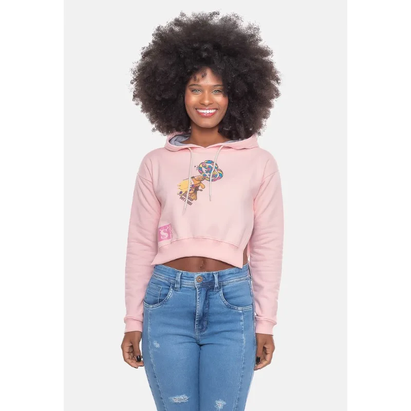 Moletom Ecko Feminino Cropped Biscoito Collab Shrek Rosa - GG