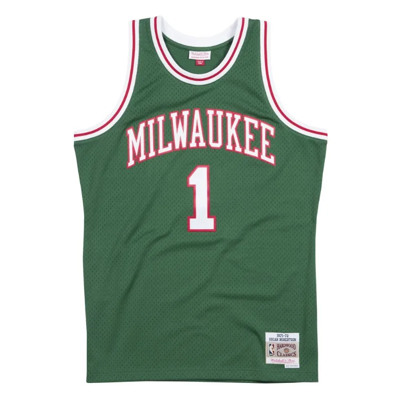 Regata Mitchell & Ness Road Swingman Jersey Milwaukee Bucks 1971-72 Oscar Robertson Verde - XGG