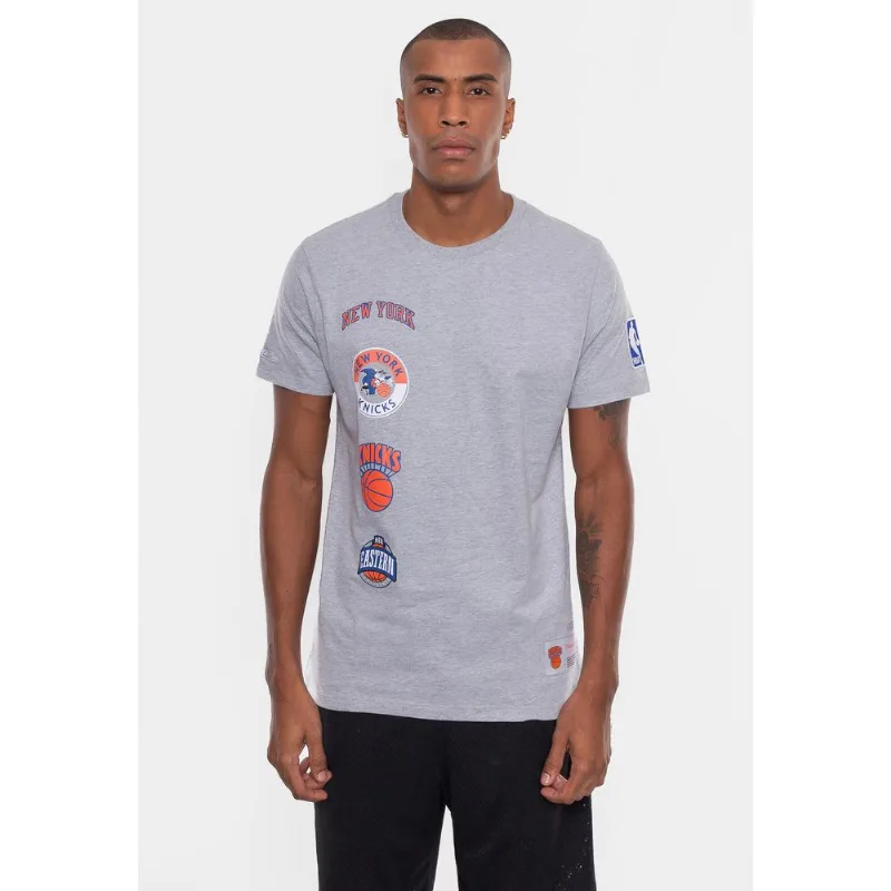 Camiseta Mitchell & Ness New York Knicks City Cinza Mescla - G