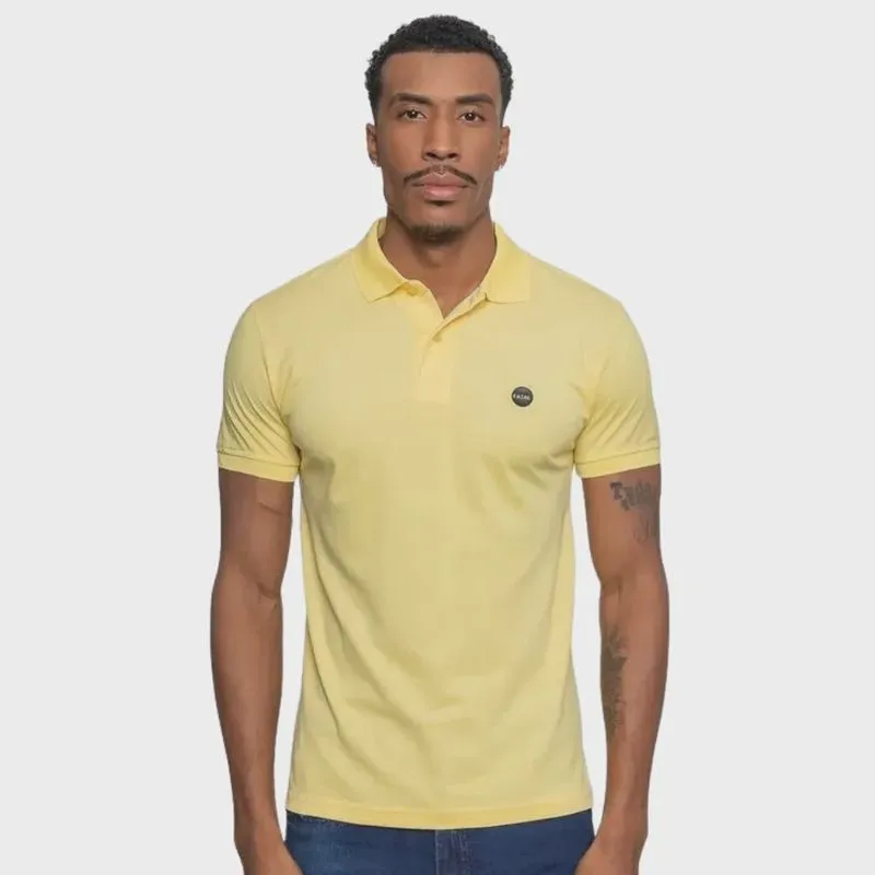 Camisa Polo Masculina Fatal Piquet Amarela Cream 29524