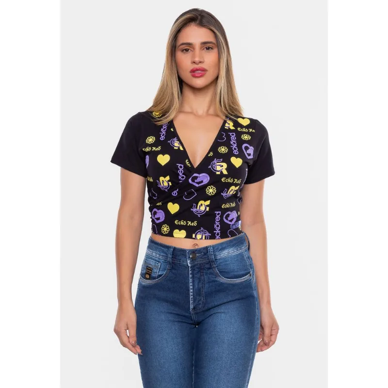 Cropped Ecko Feminina Aspas Preta - P