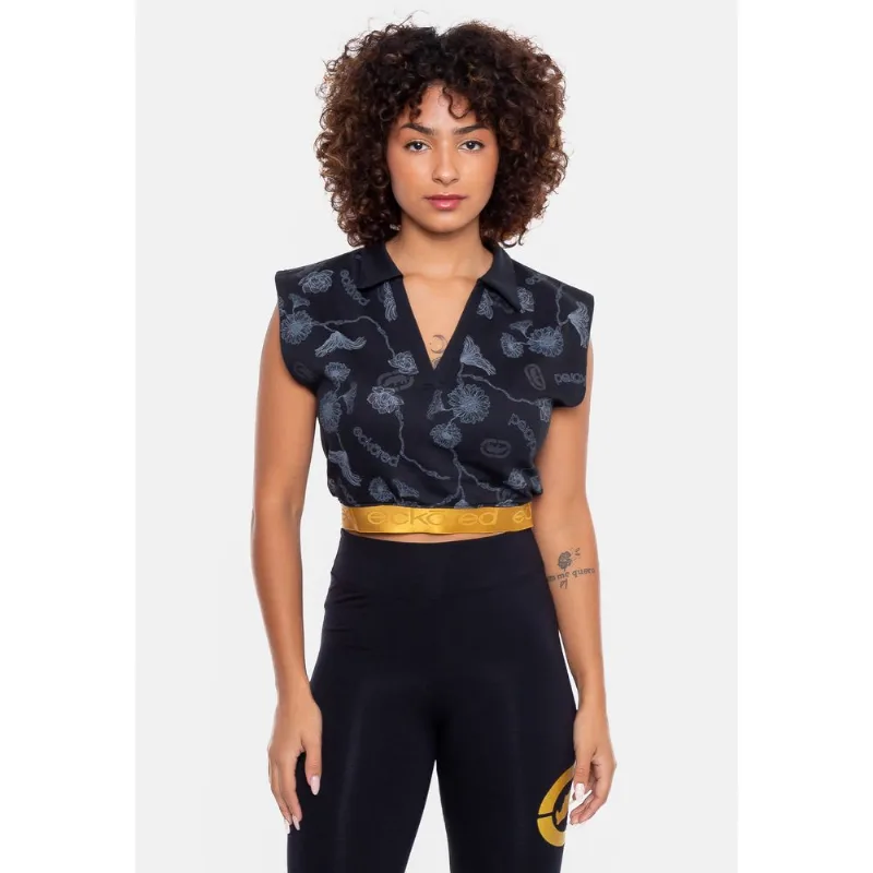 Camisa Polo Ecko Feminina Chave Preta - GG