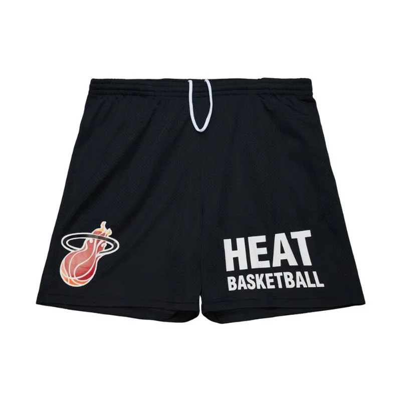 Shorts Mitchell & Ness Gameday Mesh 7" Vintage Logo Miami Heat Preta - 4XL
