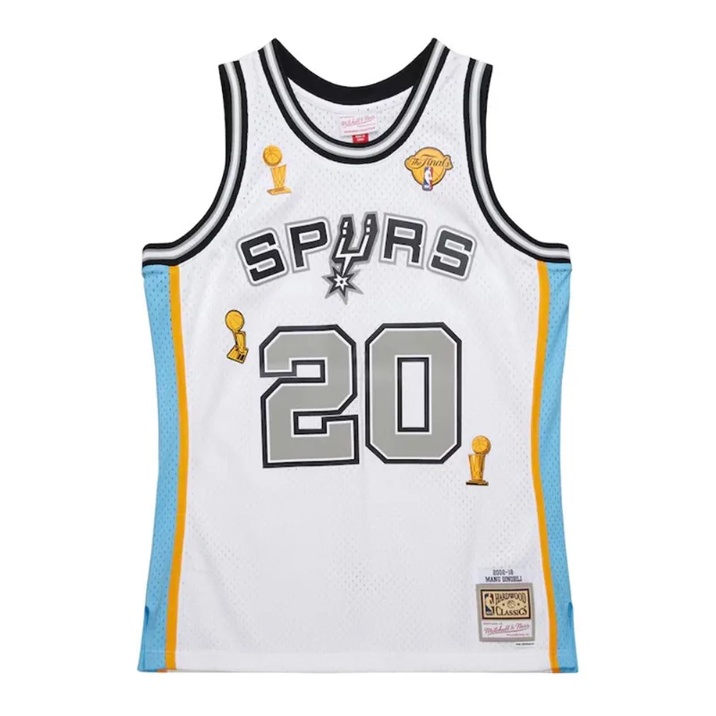 Regata Mitchell & Ness Swingman Jersey Number Retirement San Antonio Spurs 2002-2018 Manu Ginobili Branca Regata Mitchell & Ness NBA Number Retirement Branca - XL