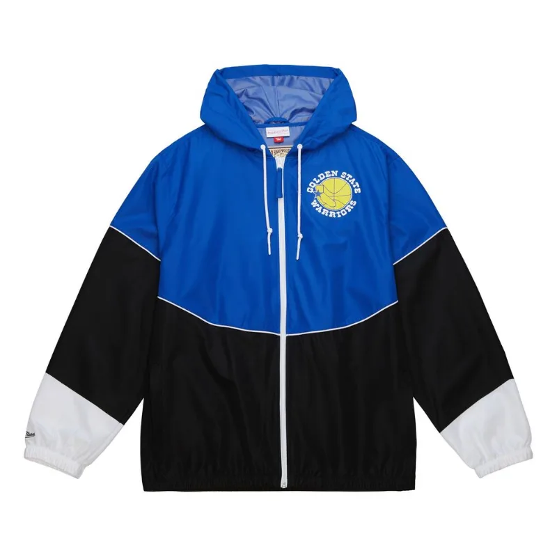 Jaqueta Mitchell & Ness Home Team Lightweight Windbreaker Golden State Warriors Preta e Azul - G