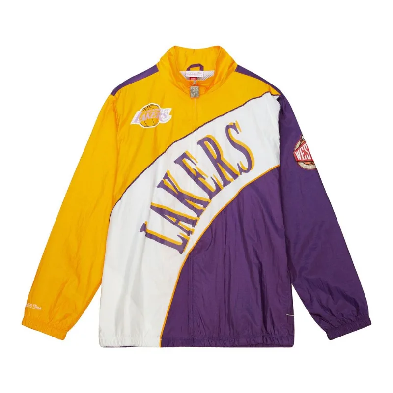Jaqueta Mitchell & Ness Arched Retro Lined Windbreaker Los Angeles Lakers Branca - GG