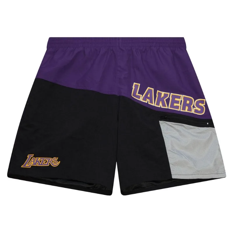Shorts Mitchell & Ness Nylon Utility Los Angeles Lakers Preto e Roxo - G