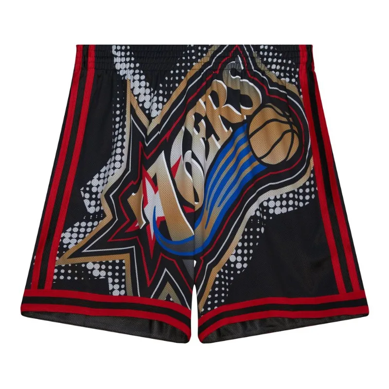 Shorts Mitchell & Ness Big Face 7.0 Fashion Philadelphia 76ers Preto - M