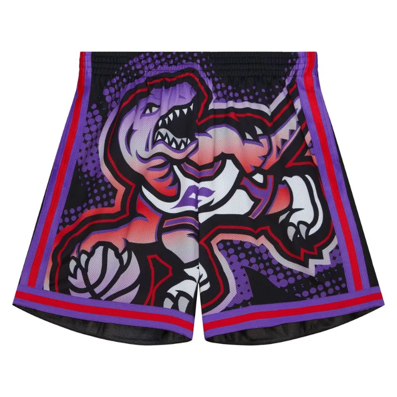 Shorts Mitchell & Ness Big Face 7.0 Fashion Toronto Raptors Preto e Vermelho - M