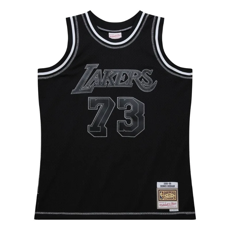 Regata Mitchell & Ness Contrast 2K Swingman Jersey Lakers 1998-99 Dennis Rodman Preta - GG