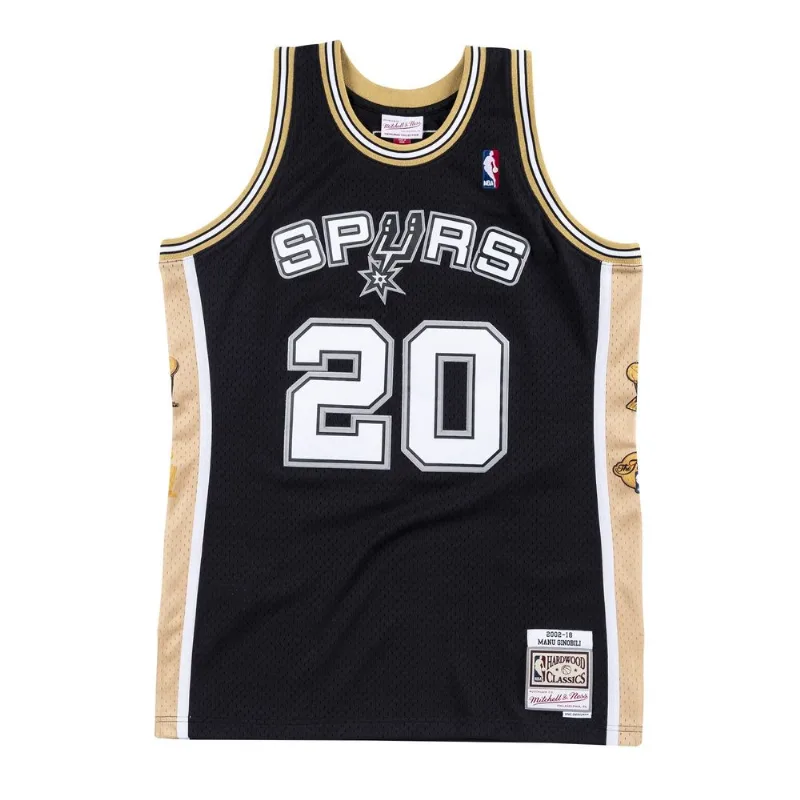Regata Mitchell & Ness Retirement Swingman Jersey San Antonio Spurs 2002-03 Manu Ginobili Preta - Plus G