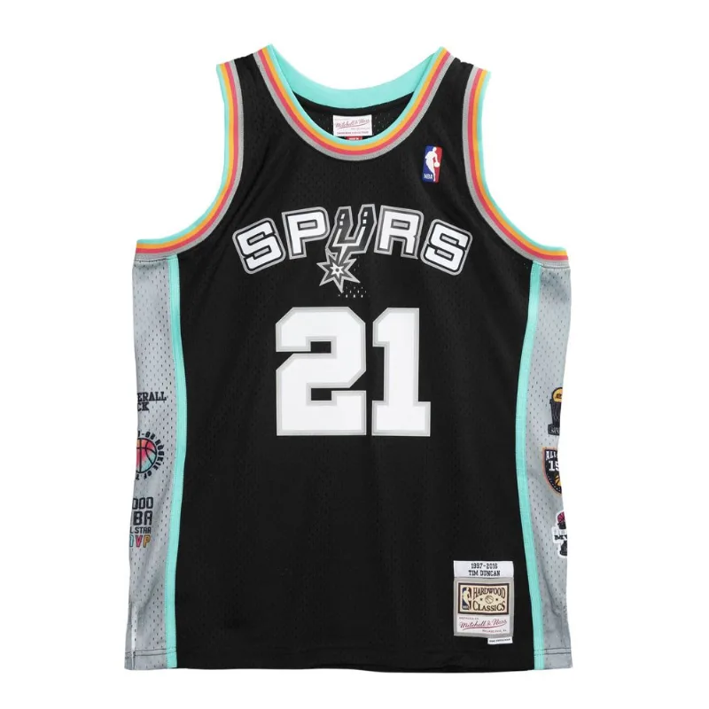 Regata Mitchell & Ness HOF Swingman Jersey San Antonio Spurs 1997-2016 Tim Duncan Preta - Plus G