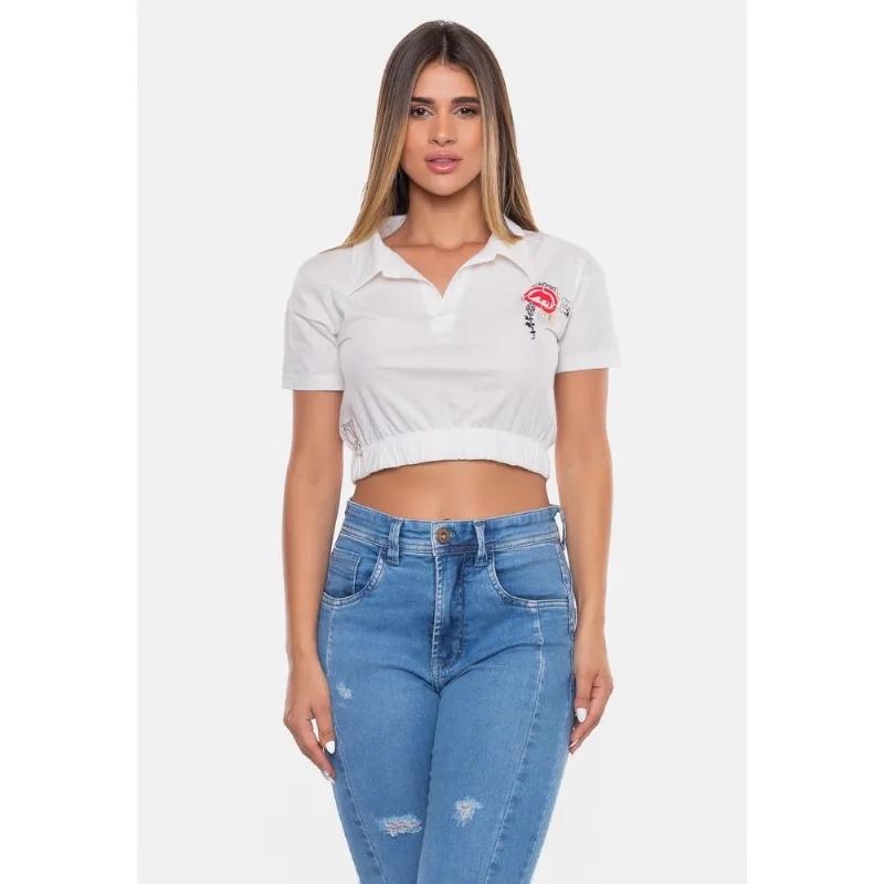 Camisa Polo Ecko Feminina Especial 30 Anos Off White - P