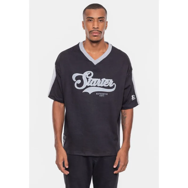 Camiseta Starter Oversized Estampada Preta - P