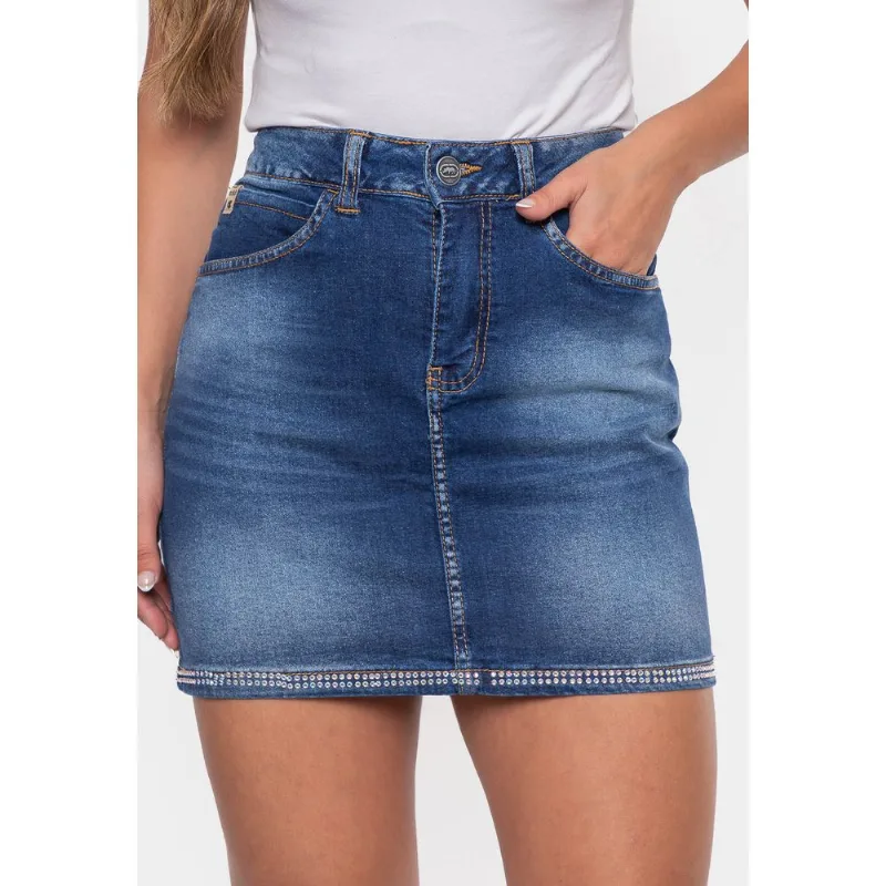 Saia Ecko Mini Feminina Jeans Azul - 42