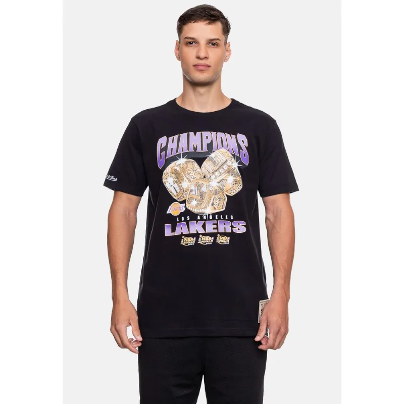 Camiseta Mitchell & Ness Rings Los Angeles Lakers Preta - M