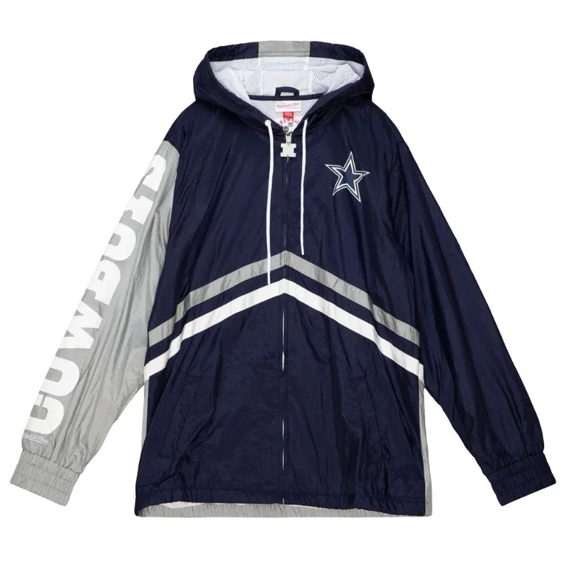 Jaqueta Mitchell & Ness Undeniable Full Zip Windbreaker Dallas Cowboys Azul Marinho - XGG