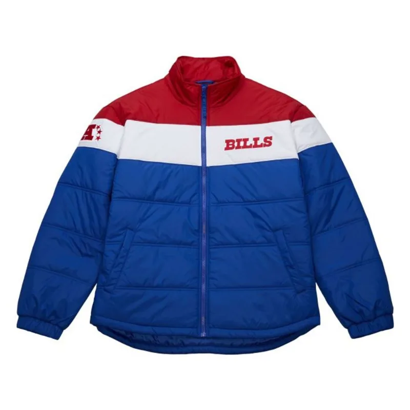 Jaqueta Mitchell & Ness NFL In The Clutch Puffer Jacket Vintage Logo Buffalo Bills Azul Royal - Plus M