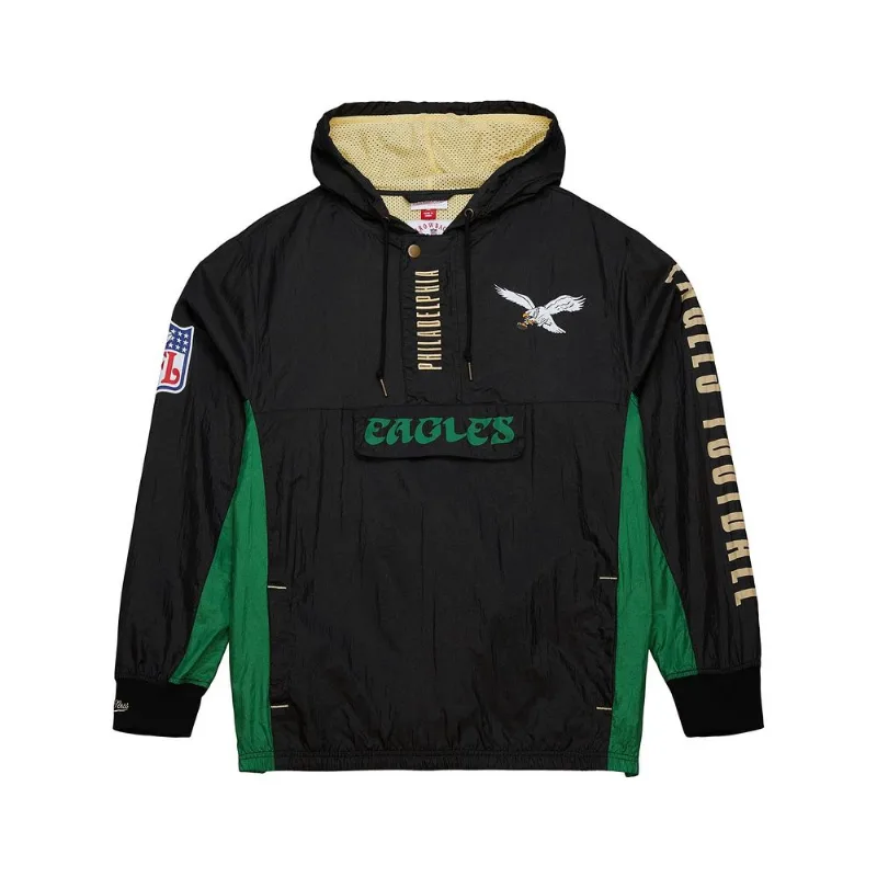 Jaqueta Mitchell & Ness Team OG 2.0 Anorak Windbreaker Vintage Logo Philadelphia Eagles Preta - M