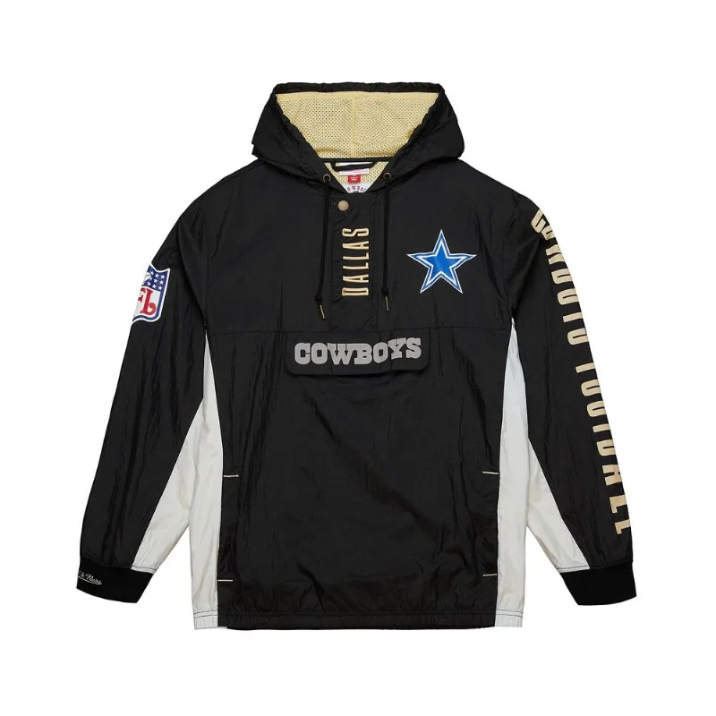 Jaqueta Mitchell & Ness Team OG 2.0 Anorak Windbreaker Vintage Logo Dallas Cowboys Preta - GG