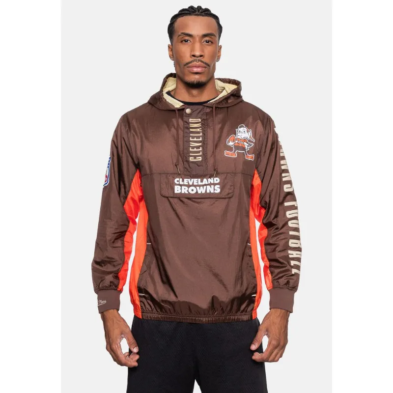 Jaqueta Mitchell & Ness NFL Team OG 2.0 Anorak Windbreaker Vintage Logo Cleveland Browns Marrom - P