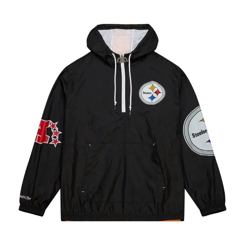Jaqueta Mitchell & Ness Team OG 2.0 Anorak Windbreaker Pittsburgh Steelers Preta - Plus P