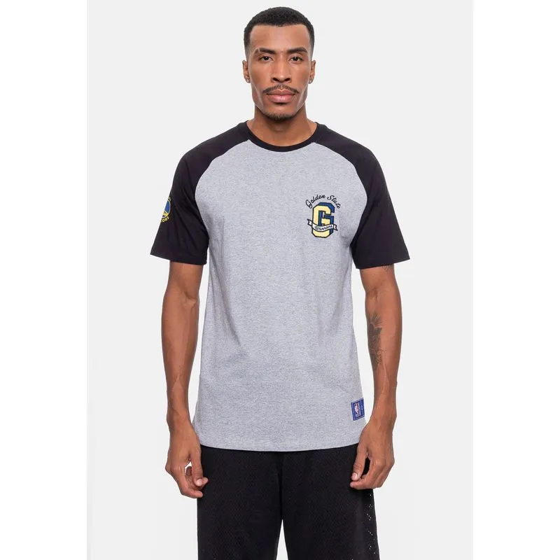 Camiseta NBA Masculina Logo Flag Golden State Warriors Cinza Mescla - P