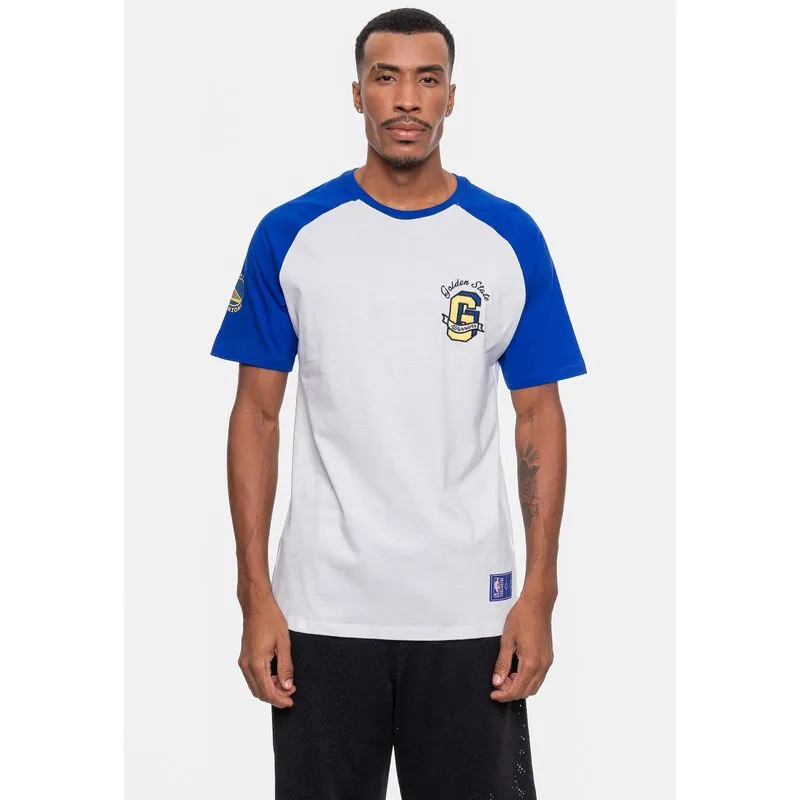 Camiseta NBA Masculina Logo Flag Golden State Warriors Off White - P