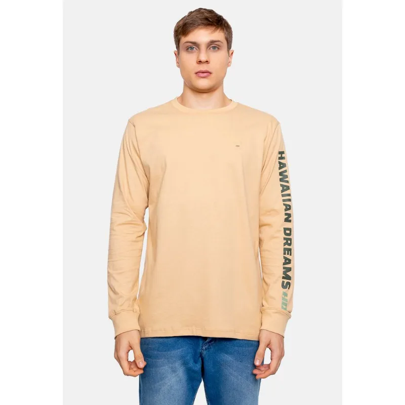 Camiseta HD Manga Longa Bege - M