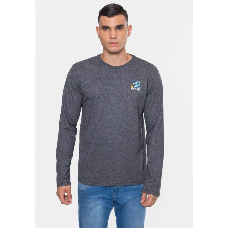 Camiseta Fatal Manga Longa Climber Preta Mescla Vintage - M