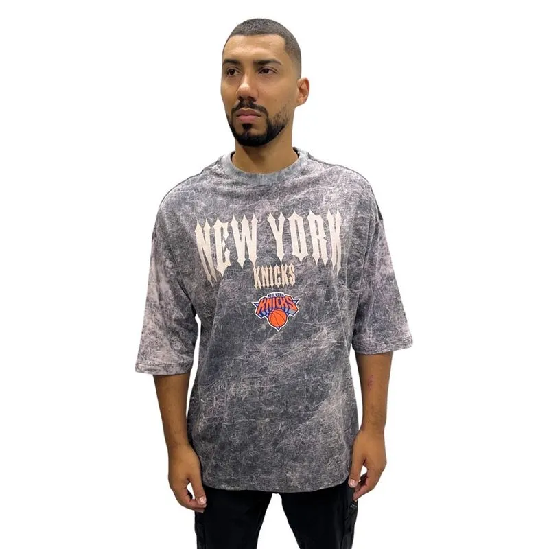 Camiseta nba masculina knicks gothic team oversize NB452 original