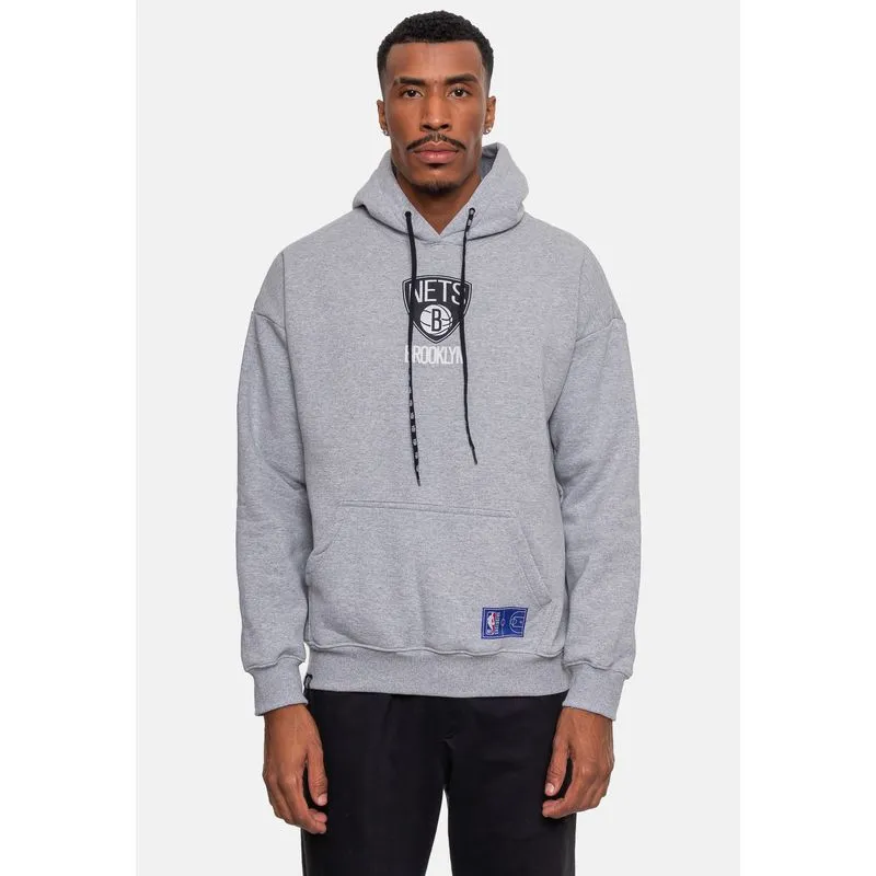 Moletom NBA Masculino Conference Brooklyn Nets Cinza Mescla - G