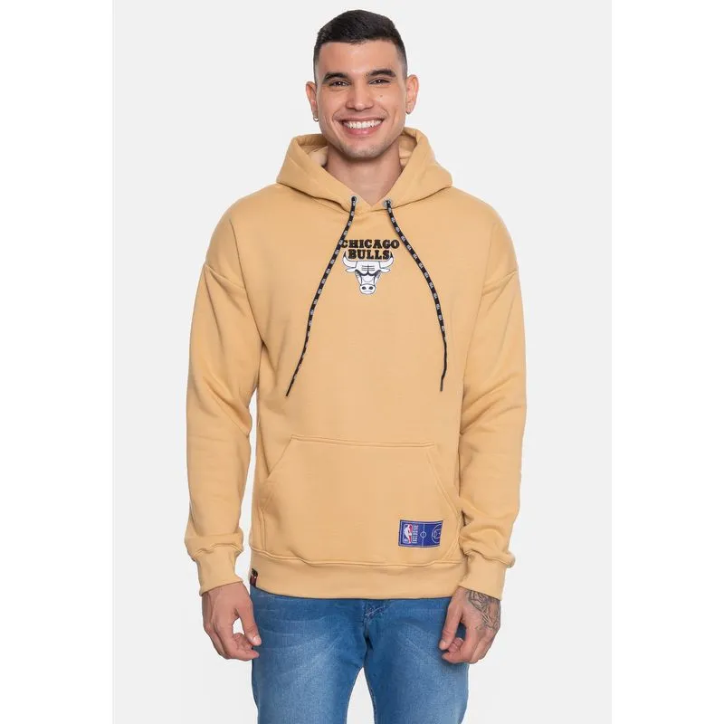 Moletom NBA Masculino Conference Chicago Bulls Bege Mascavo - P
