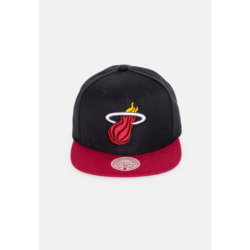 Boné Mitchell & Ness NBA Snapback Team 2 Tone Miami Heat Preto/Vermelho - ÚNICO