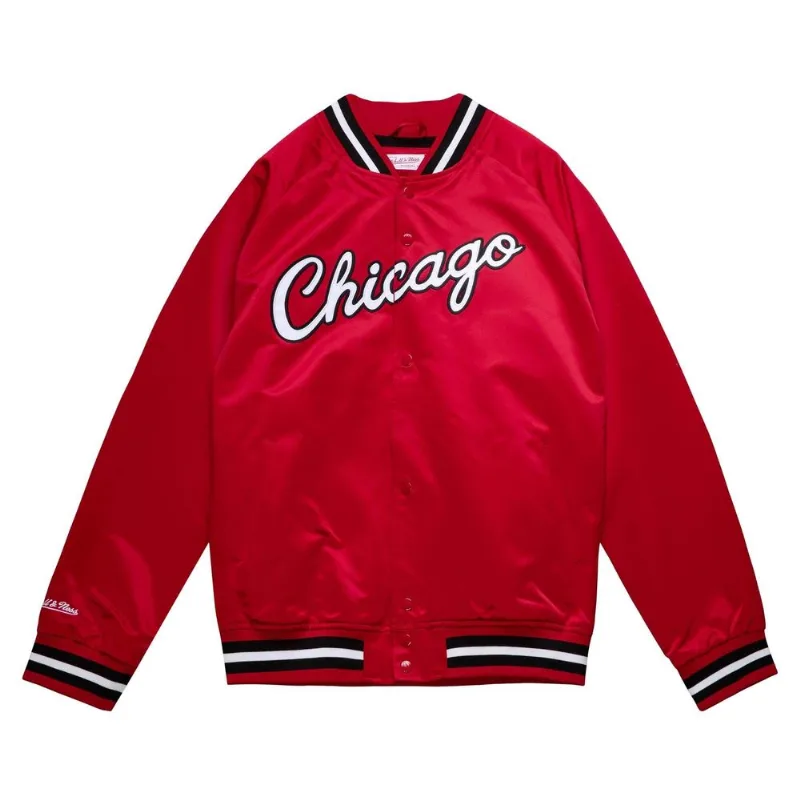 Jaqueta Mitchell & Ness Double Clutch Lightweight Satin Chicago Bulls Vermelha - G