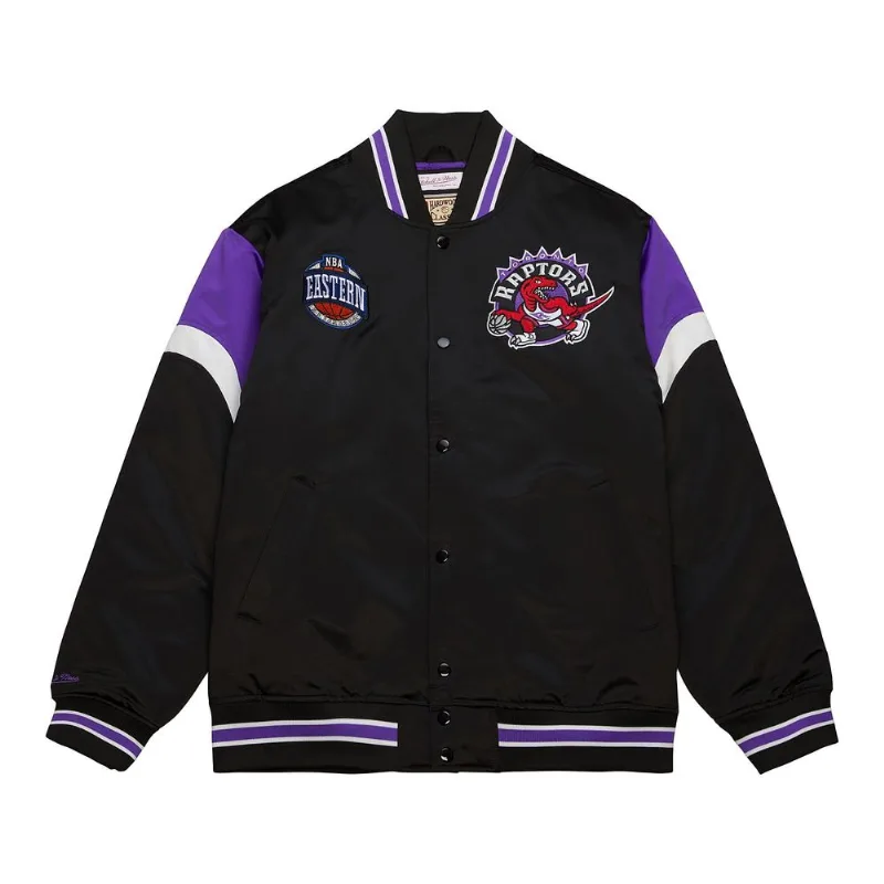 Jaqueta Mitchell & Ness Heavyweight Satin Toronto Raptors Preta - Plus P