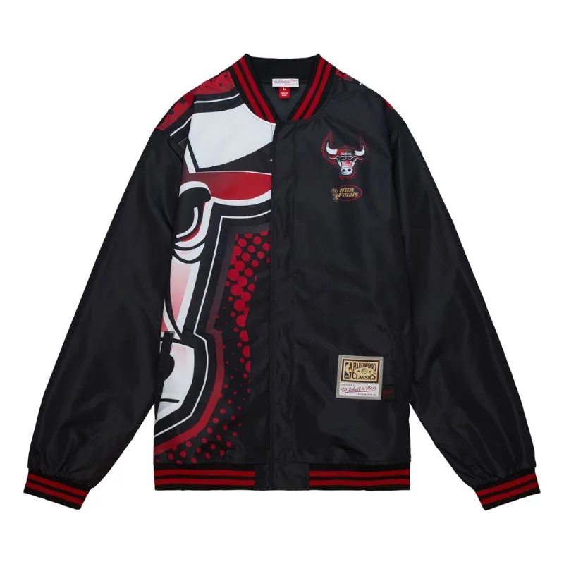 Jaqueta Mitchell & Ness Bomber Jacket Big Face 7.0 Chicago Bulls Preta - G