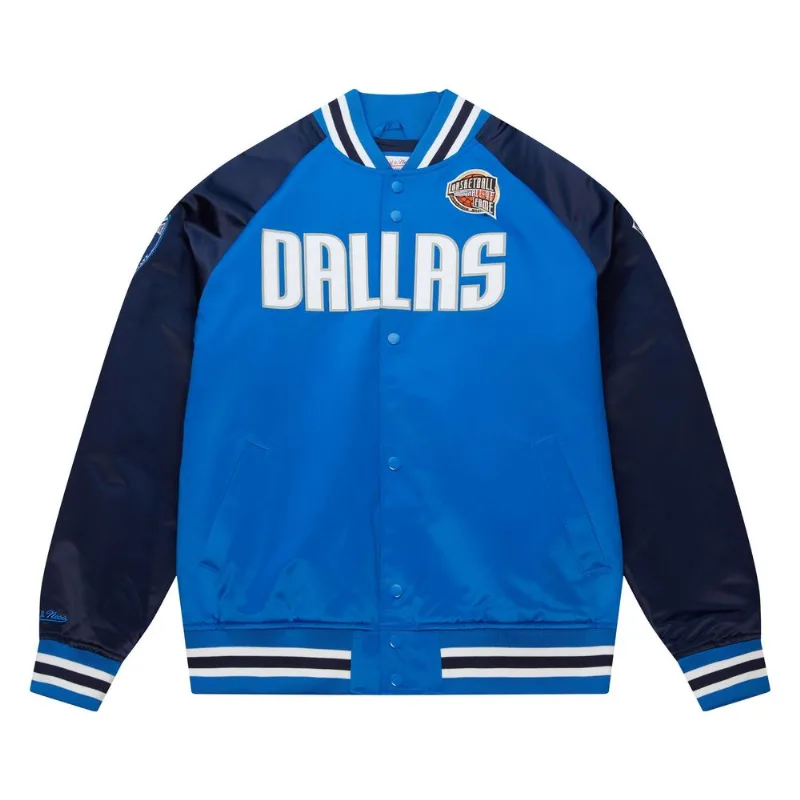 Jaqueta Mitchell & Ness HOF N&N Satin Jacket Dallas Mavericks Dirk Nowitzki Azul Royal - Plus P