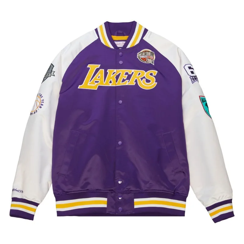 Jaqueta Mitchell & Ness HOF N&N Satin Jacket Los Angeles Lakers Pau Gasol Roxa - P
