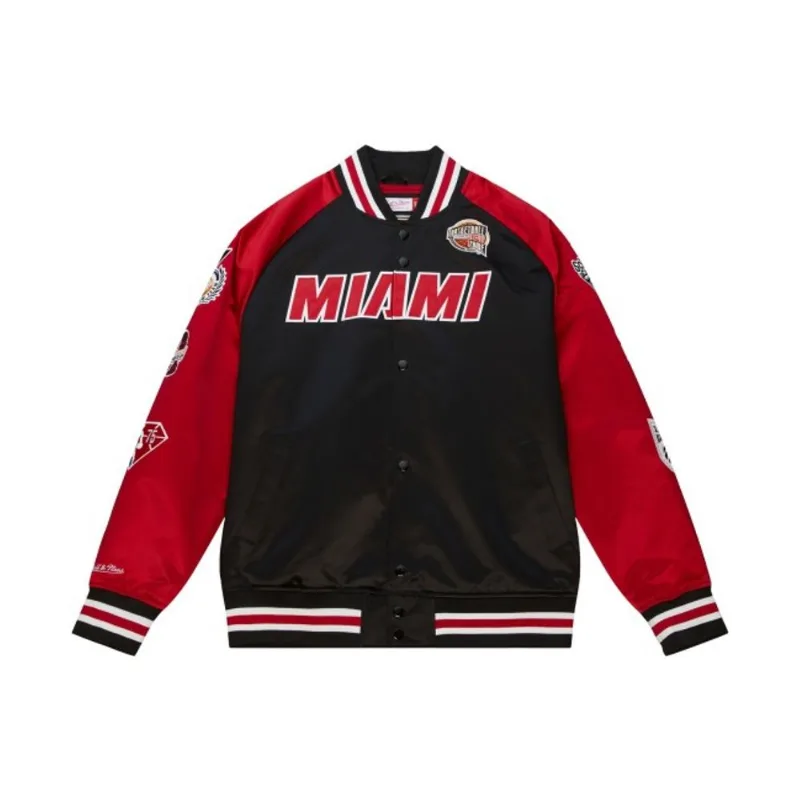 Jaqueta Mitchell & Ness HOF M&N Satin Jacket Miami Heat Dwyane Wade Preta - M