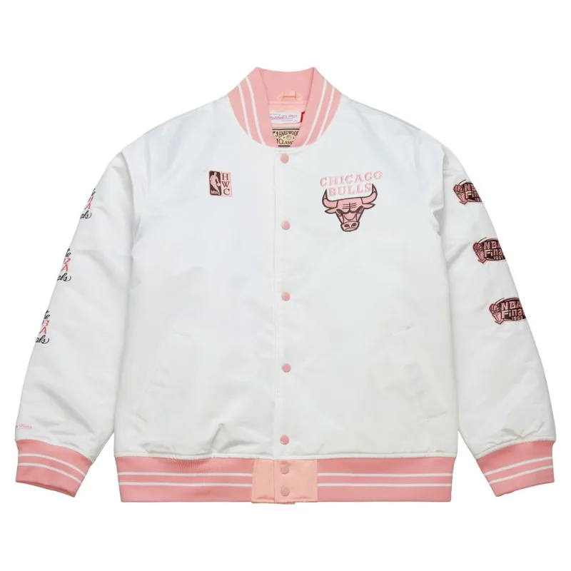 Jaqueta Mitchell & Ness NBA Neopolitan Satin Jacket Chicago Bulls Branca - GG