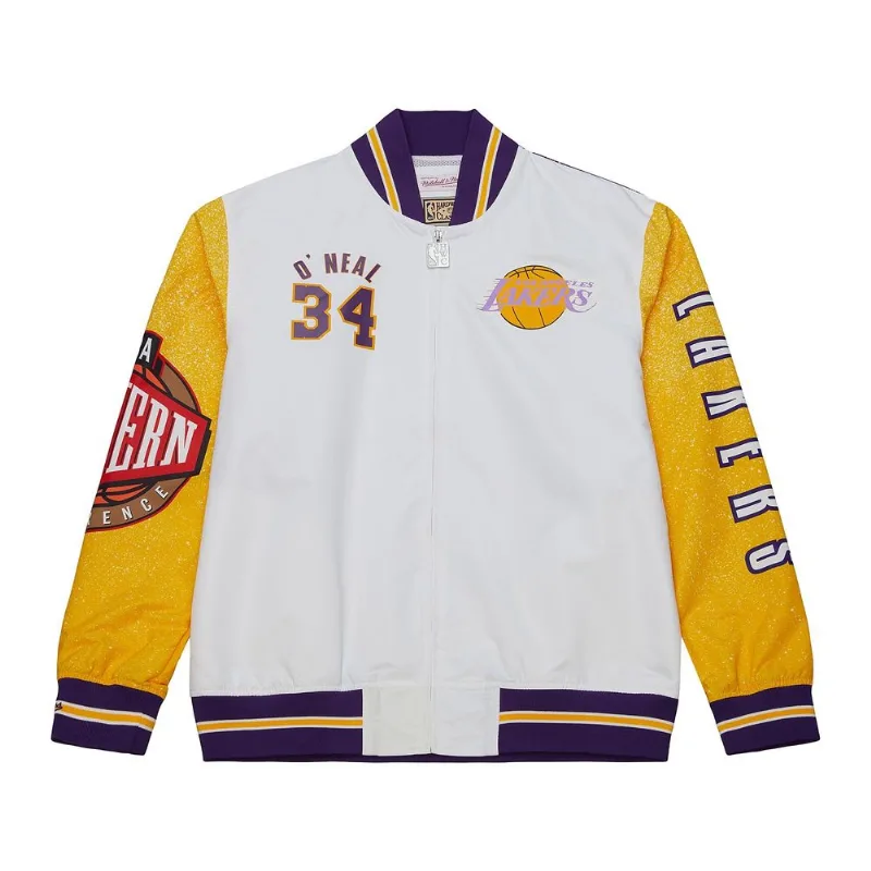 Jaqueta Mitchell & Ness Player Burst Warm Up Jacket Los Angeles Lakers Shaquille O'Neal Branca - M